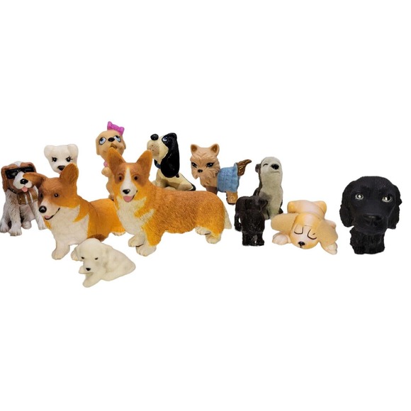 Animal PVC Assorted 14 Figure Lot Dog Cute Puppy Corgi Yorkie Pet VTG 1990's - Picture 4 of 6